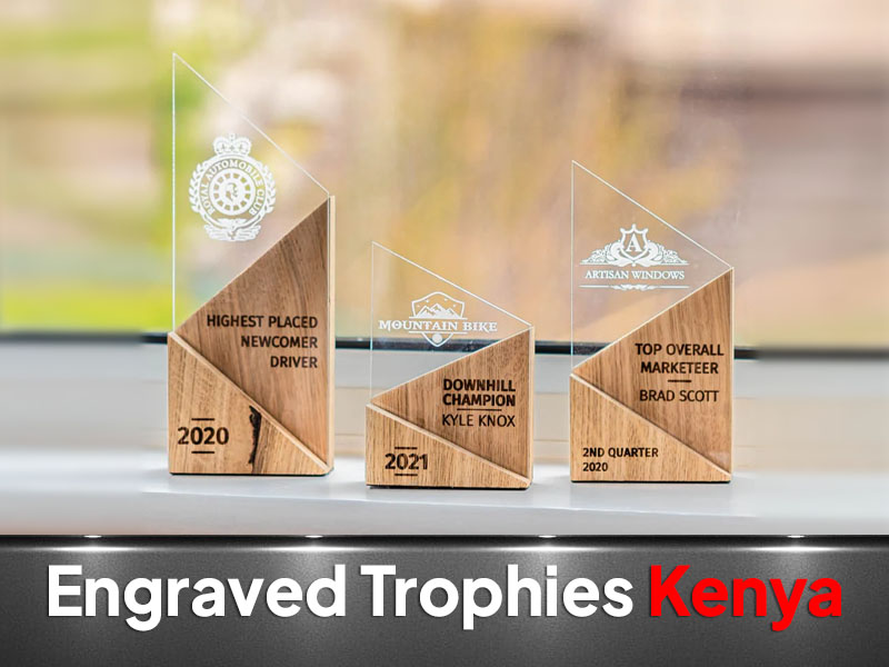 Engraved Trophies printing and branding in Nairobi by VS Kenya Designs