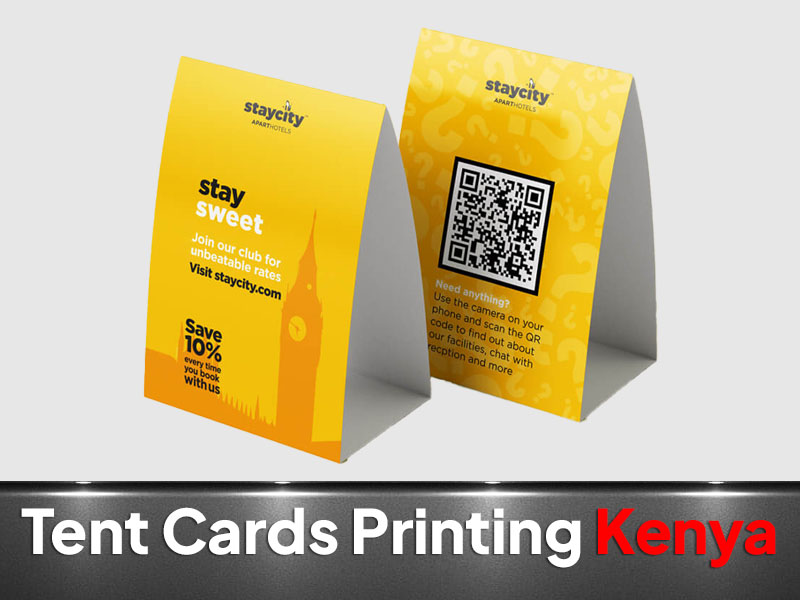 Tent Cards printing and branding in Nairobi by VS Kenya Designs